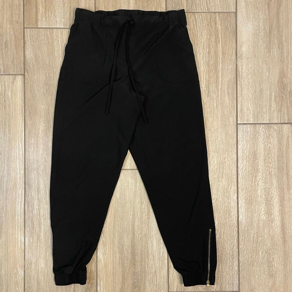 Albion Jogger Pants Womens S Black Gold Zip Athleisure Travel